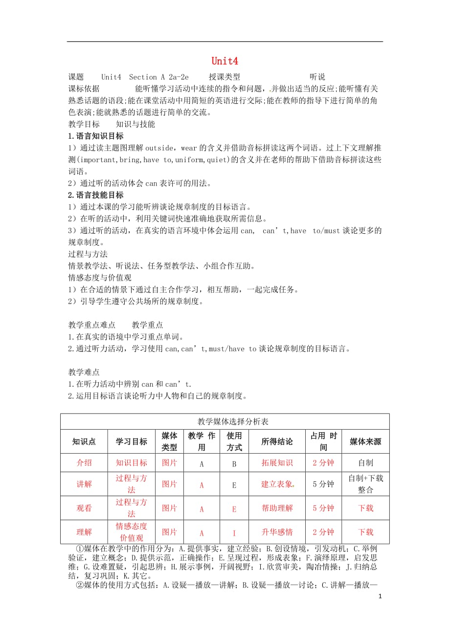 湖北省黄冈市麻城市七年级英语下册 unit 4 don&rsquo;t eat in class section a（2a-2e）教学设计 （新版）人教新目标版_第1页