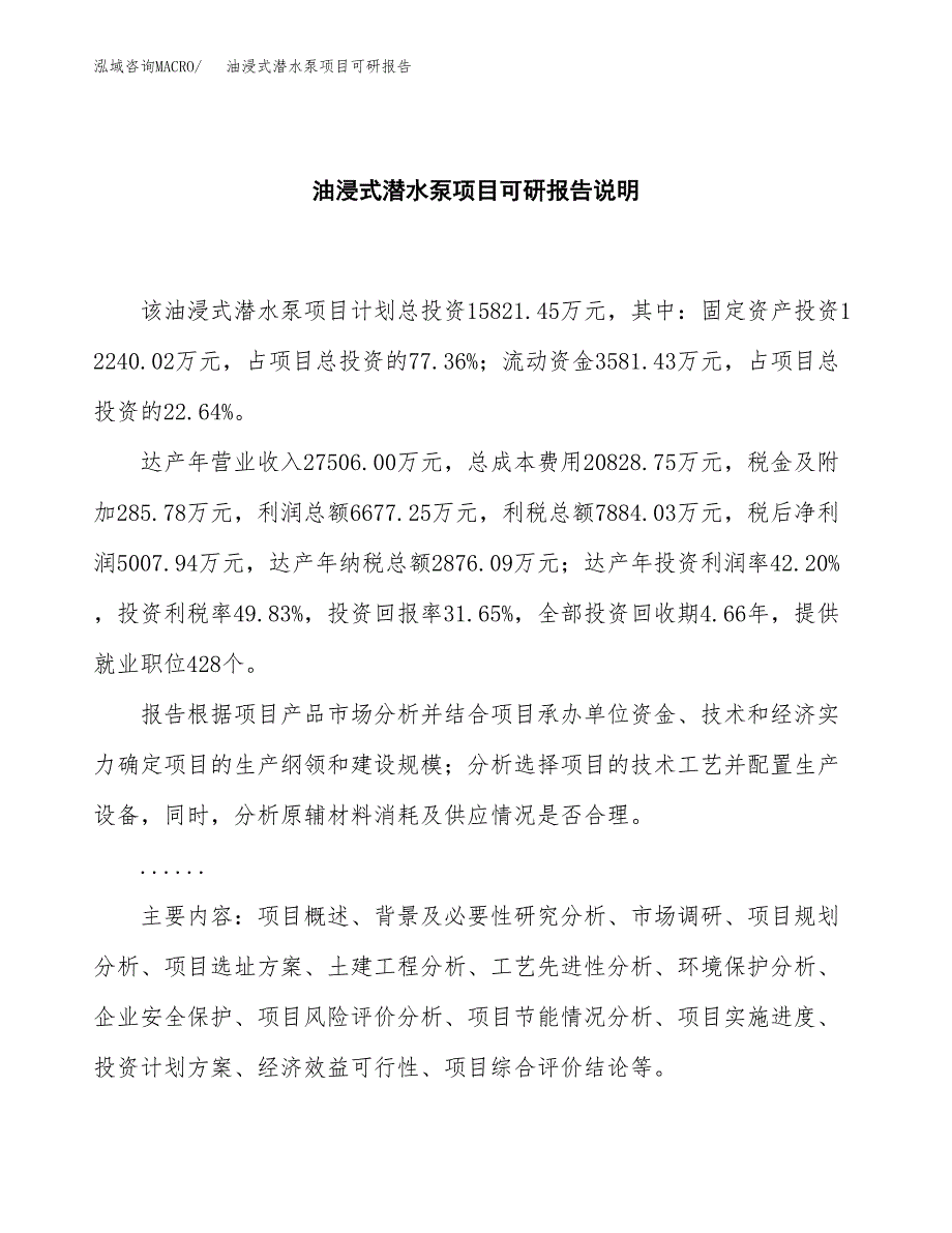 (2019)油浸式潜水泵项目可研报告模板.docx_第2页