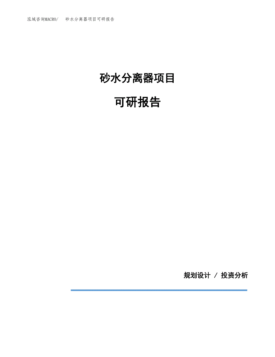 (2019)砂水分离器项目可研报告模板.docx_第1页