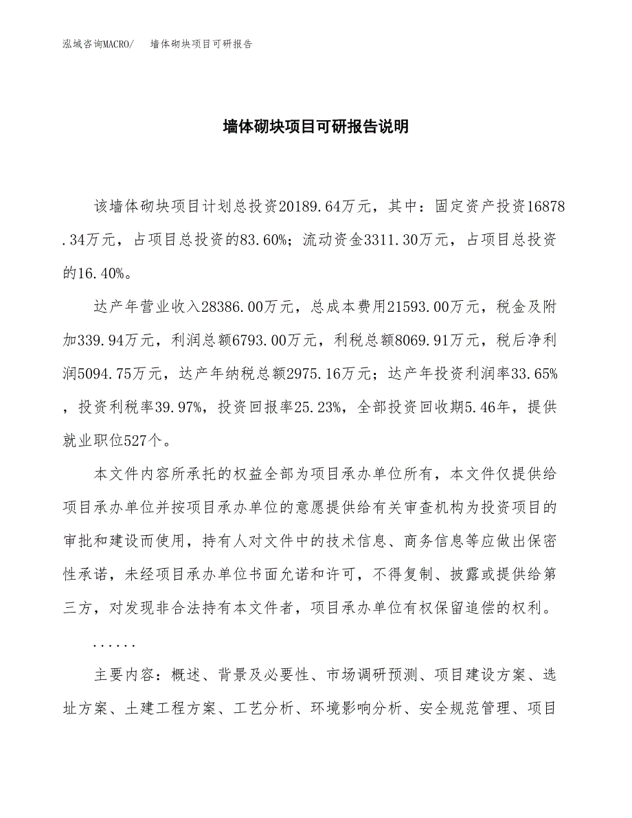 (2019)墙体砌块项目可研报告模板.docx_第2页