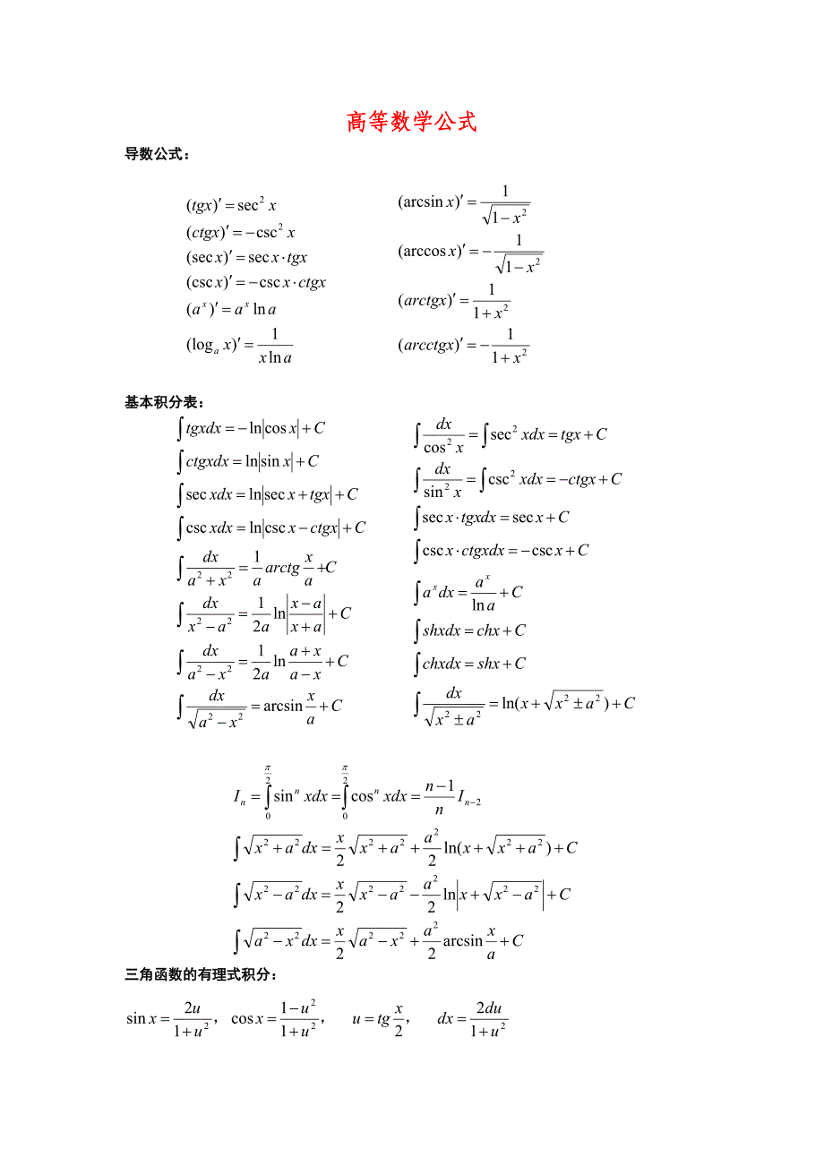 考研数学公式大全(高数、概率、线代)_第1页