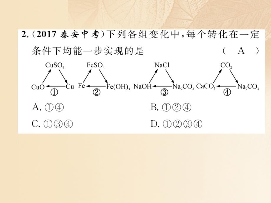 （云南专版）2018届中考化学复习 第二编 专题6 推断题（精练）课件_第3页