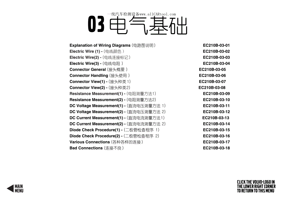 挖掘机沃尔沃   ec210b-03电器基础_第1页