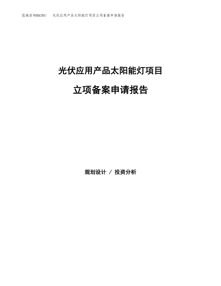 光伏应用产品太阳能灯项目立项备案申请报告.docx_第1页