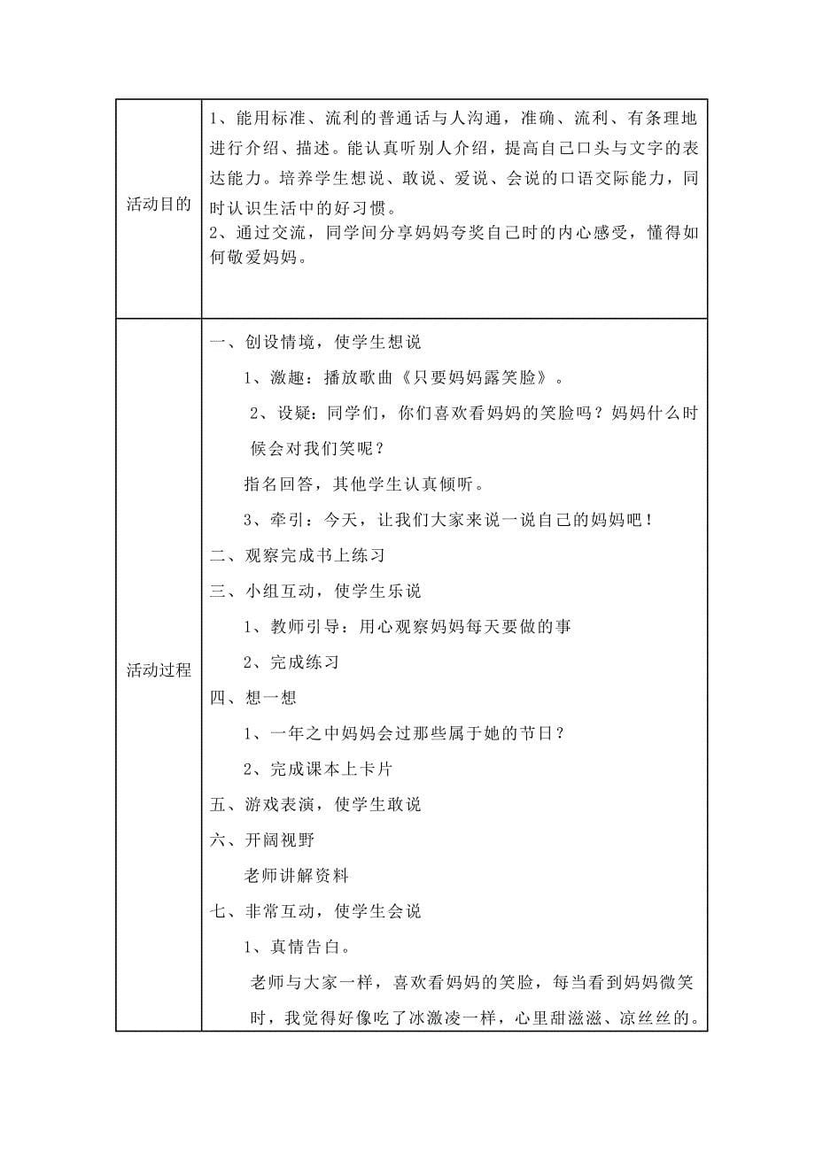 2014年8月一年级综合实践活动记录表_第5页