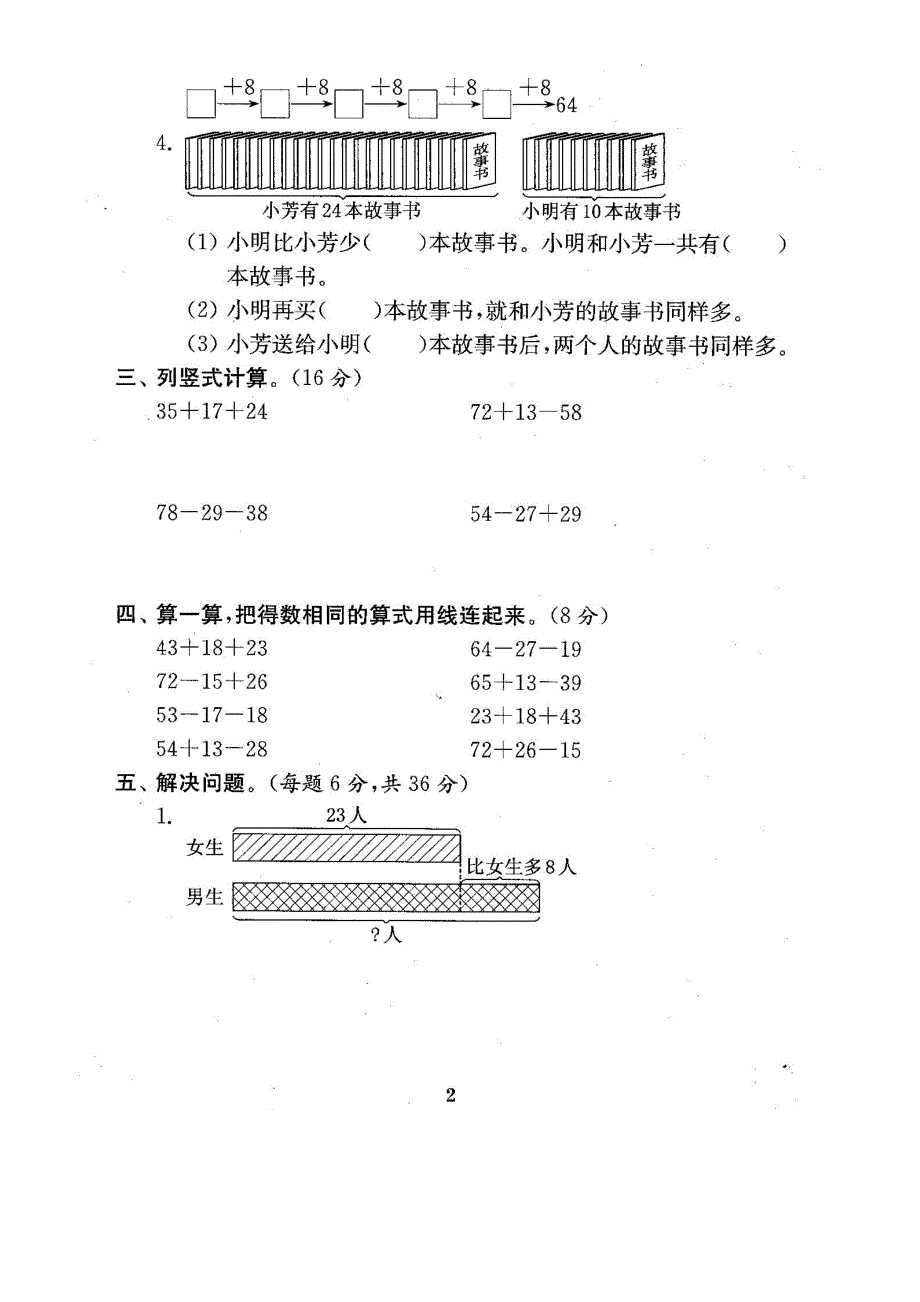 苏教版小学二年级数学上册试卷(全套)_第3页