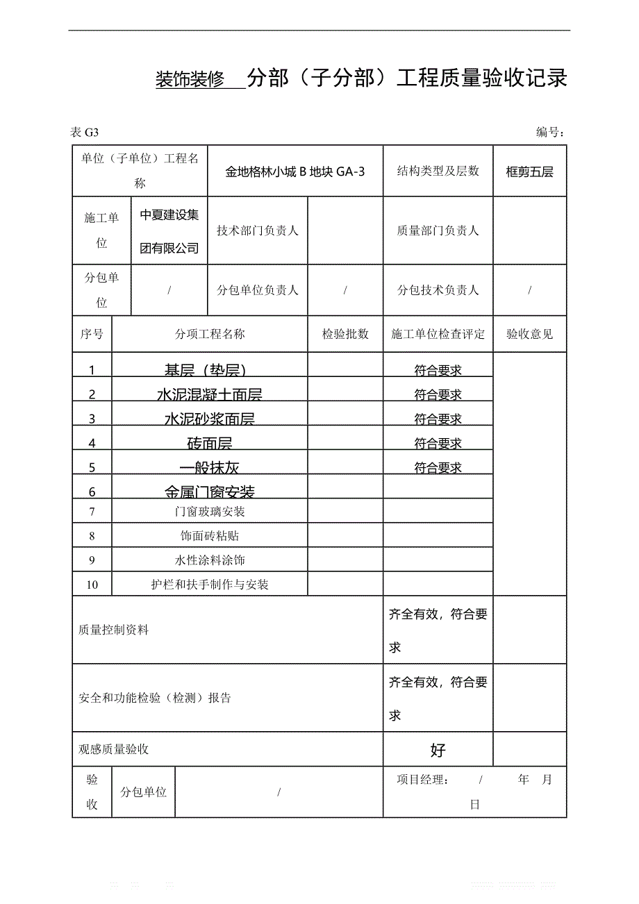 装饰装修分部工程质量验收记录（DOC 59页）_第1页