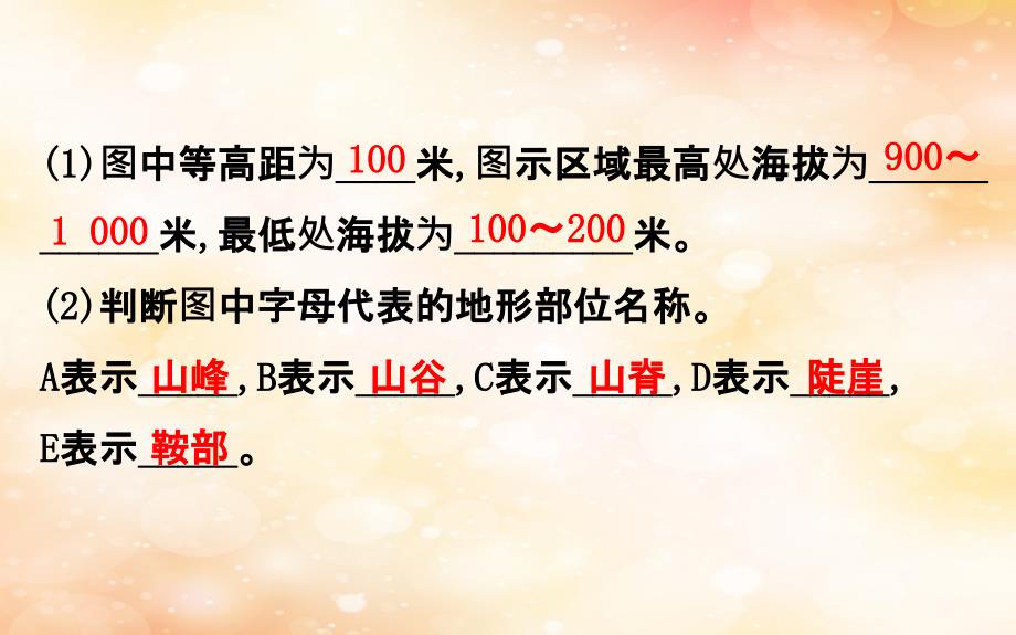 2019版高考地理一轮复习 区域地理 第一单元 地球与地图 第2讲 地图 1.2.2 等高线地图和地形剖面图课件_第3页