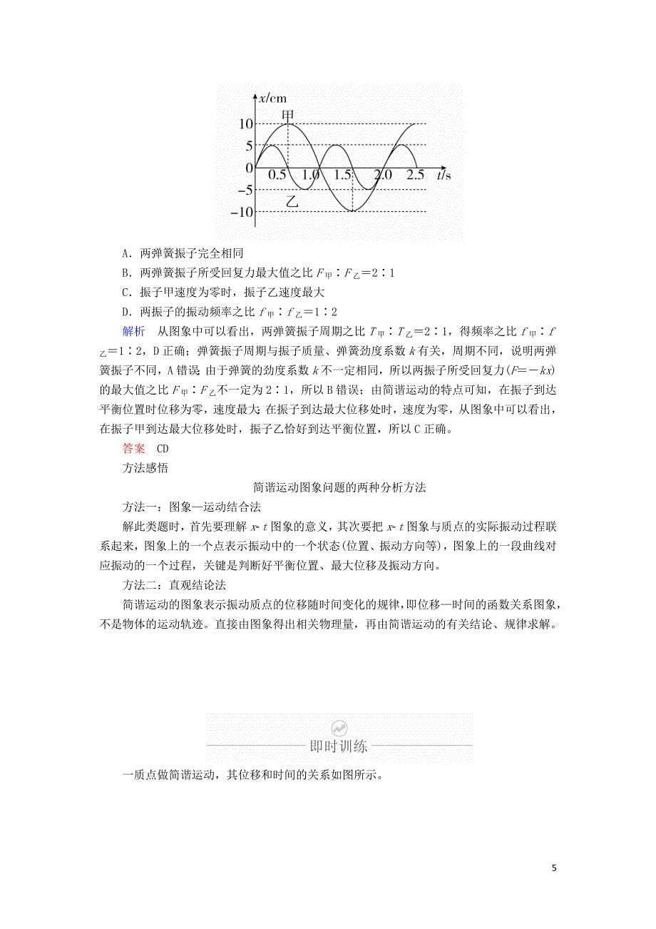 2020年高考物理一轮复习 第15章 第64讲 机械振动学案（含解析）（选修3-4）_第5页