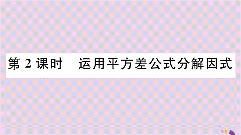 2018年秋八年级数学上册 第12章 整式的乘除 12.5 因式分解 第2课时 运用平方差公式分解因式习题课件 （新版）华东师大版_第1页