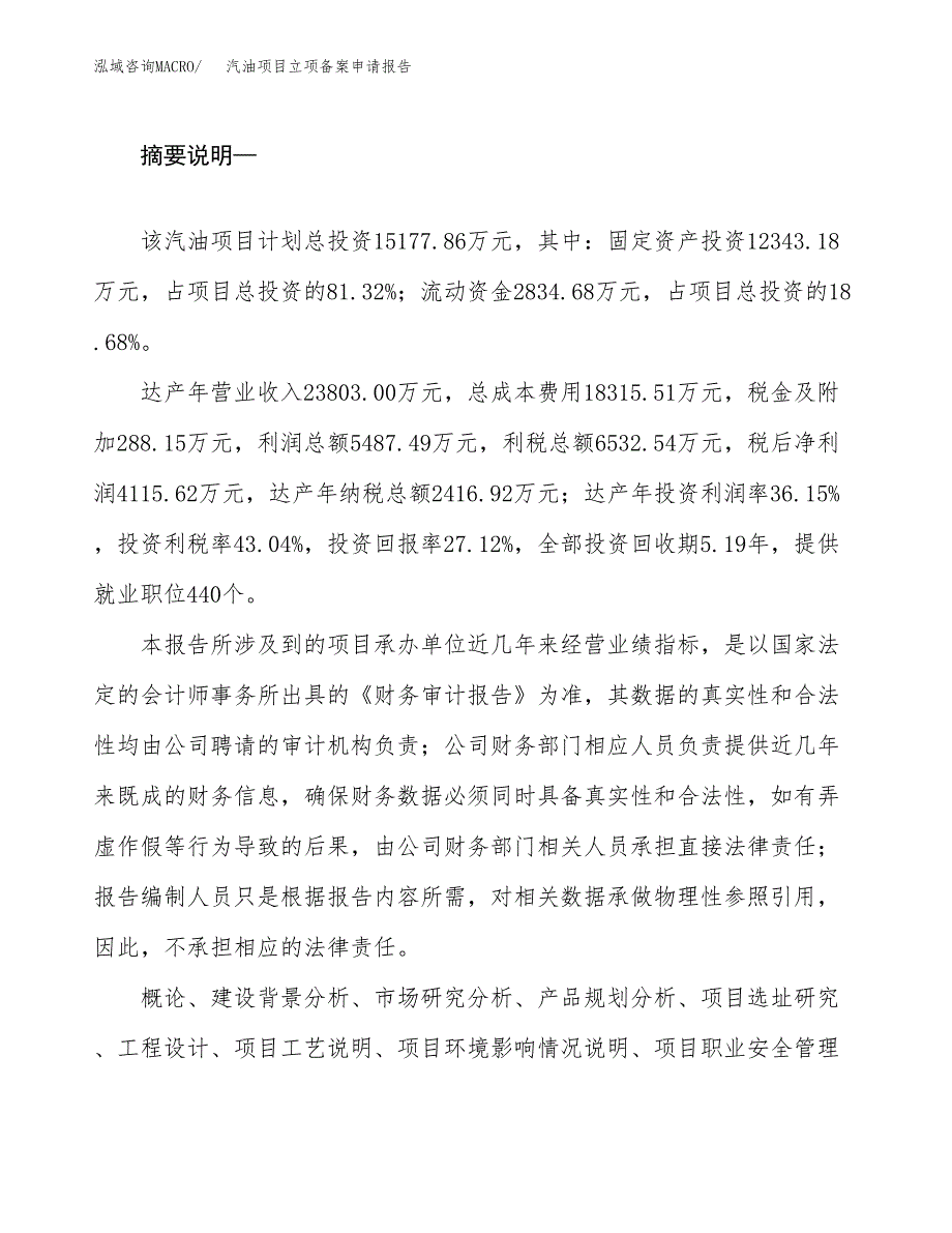 汽油项目立项备案申请报告.docx_第2页