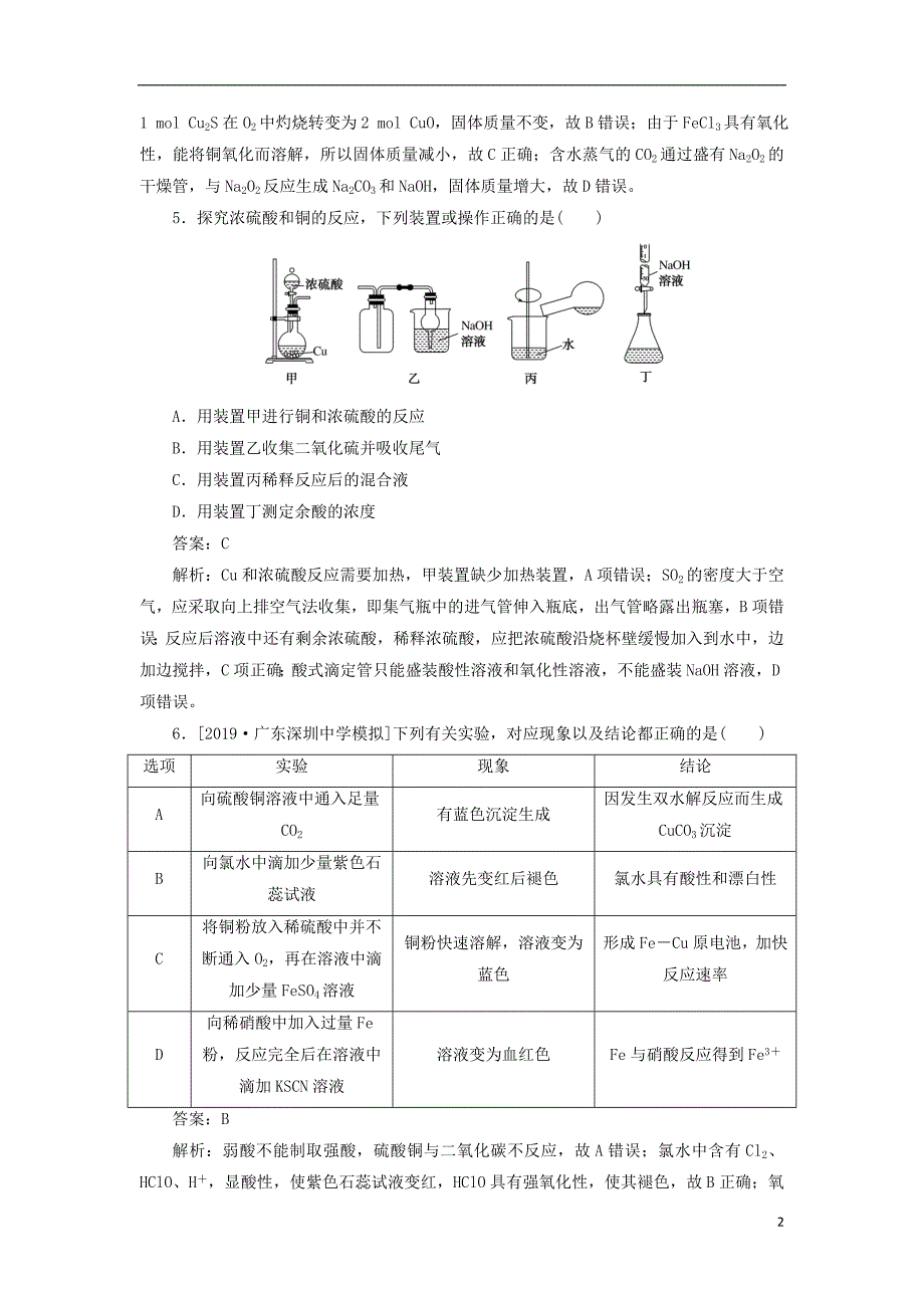 2020版高考化学一轮复习 全程训练计划 课练08 铁、铜及其化合物（含解析）_第2页