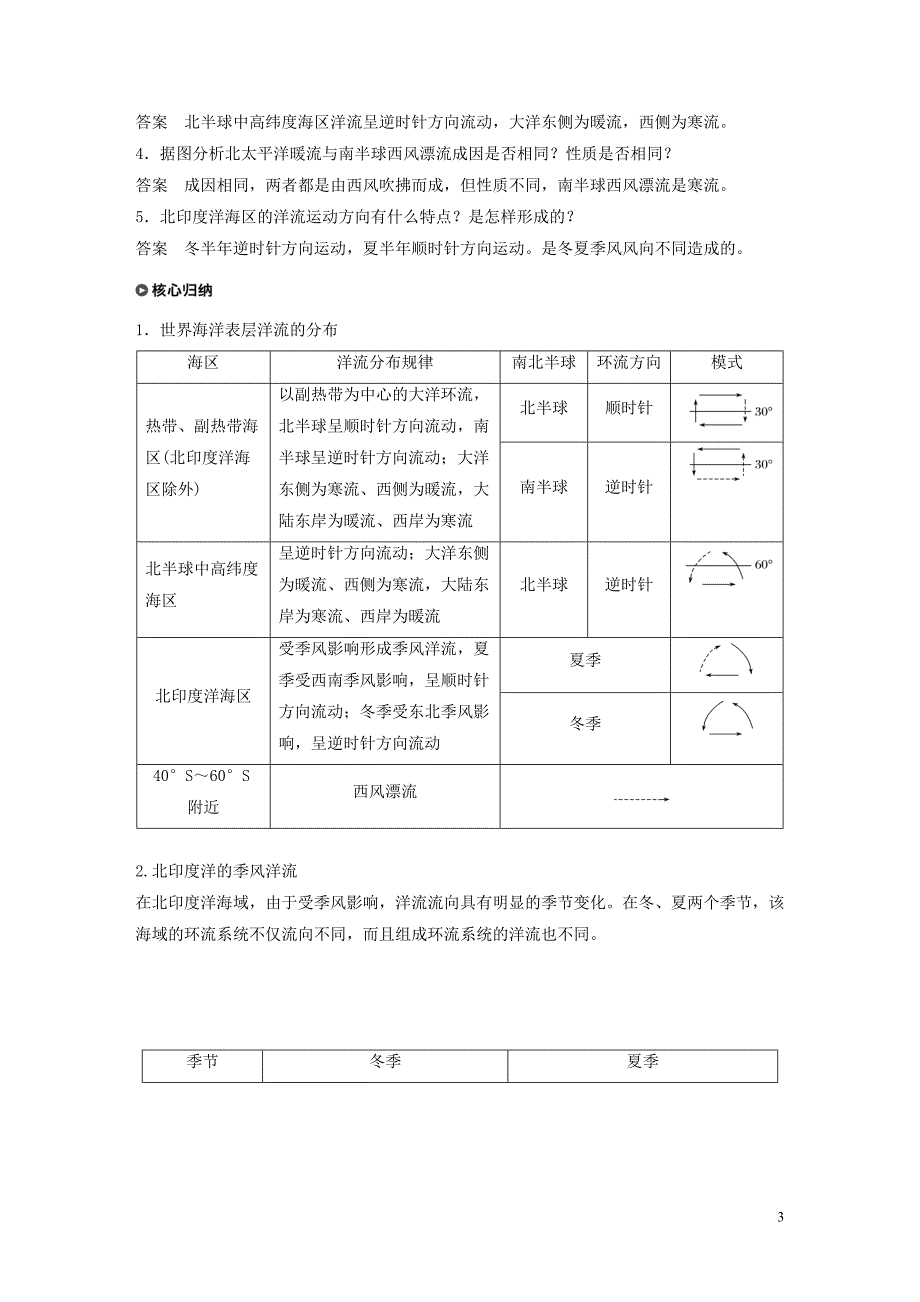 2019-2020学年高中地理 第二章 自然环境中的物质运动和能量交换 第五节 水循环和洋流 课时2 洋流讲义（含解析）湘教版必修1_第3页