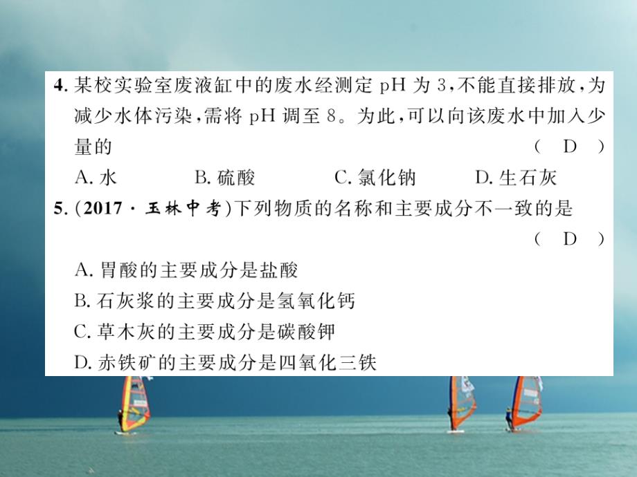 2018春九年级化学下册 期末达标测试题作业课件 （新版）新人教版_第4页