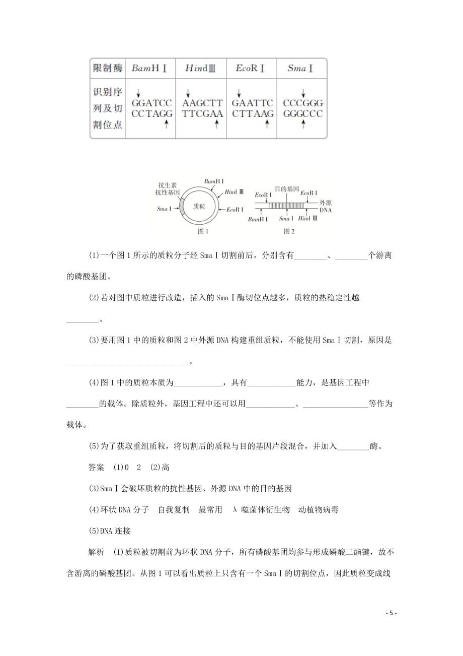 2019-2020学年高中生物 1.1 dna重组技术的基本工具课后提能训练（含解析）新人教版选修3_第5页