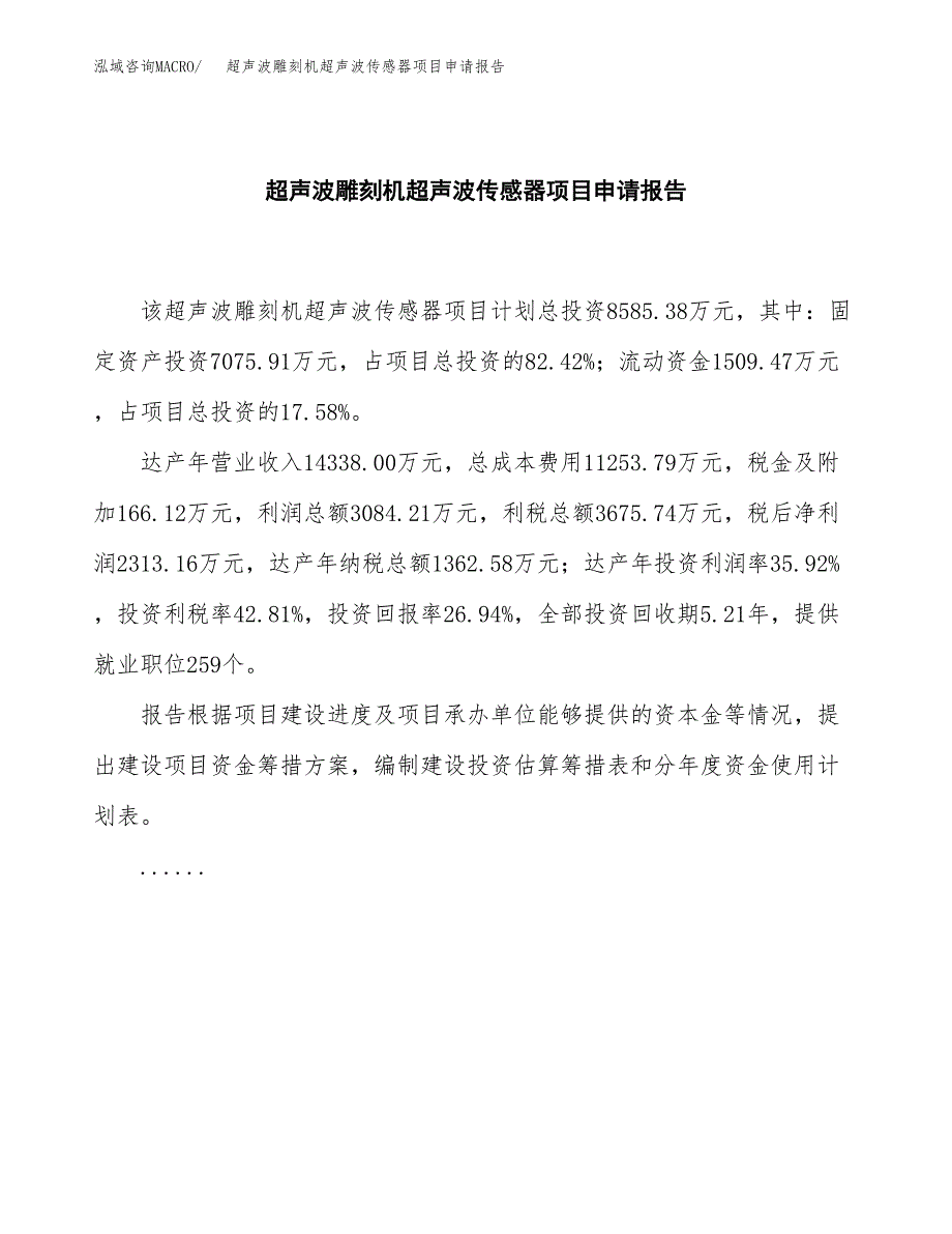 超声波雕刻机超声波传感器项目申请报告模板（总投资9000万元）.docx_第2页