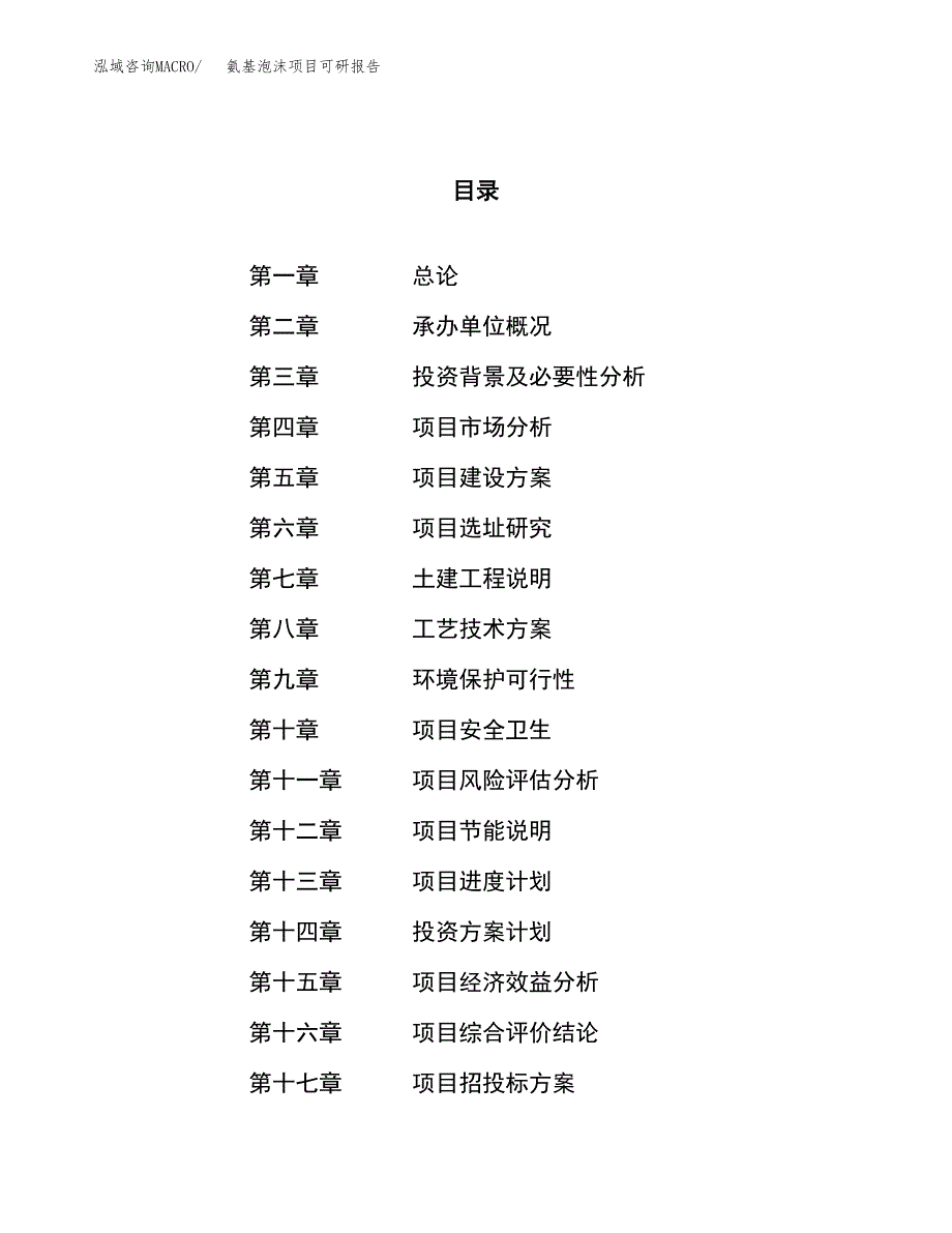 氨基泡沫项目可研报告（立项申请）_第1页