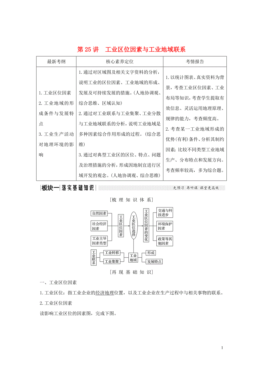 2020版高考地理一轮复习 第25讲 工业区位因素与工业地域联系教师用书（含解析）湘教版_第1页