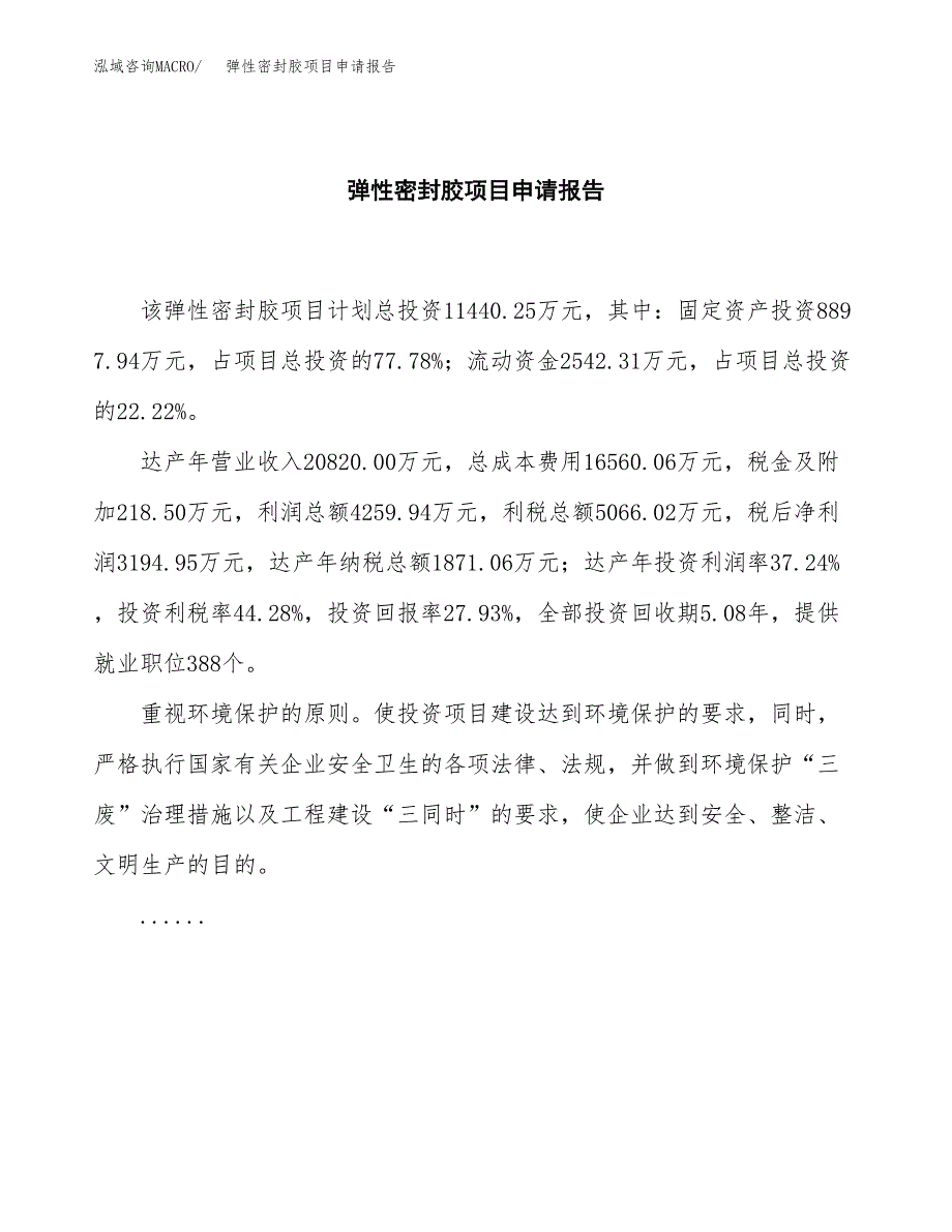 弹性密封胶项目申请报告模板（总投资11000万元）.docx_第2页