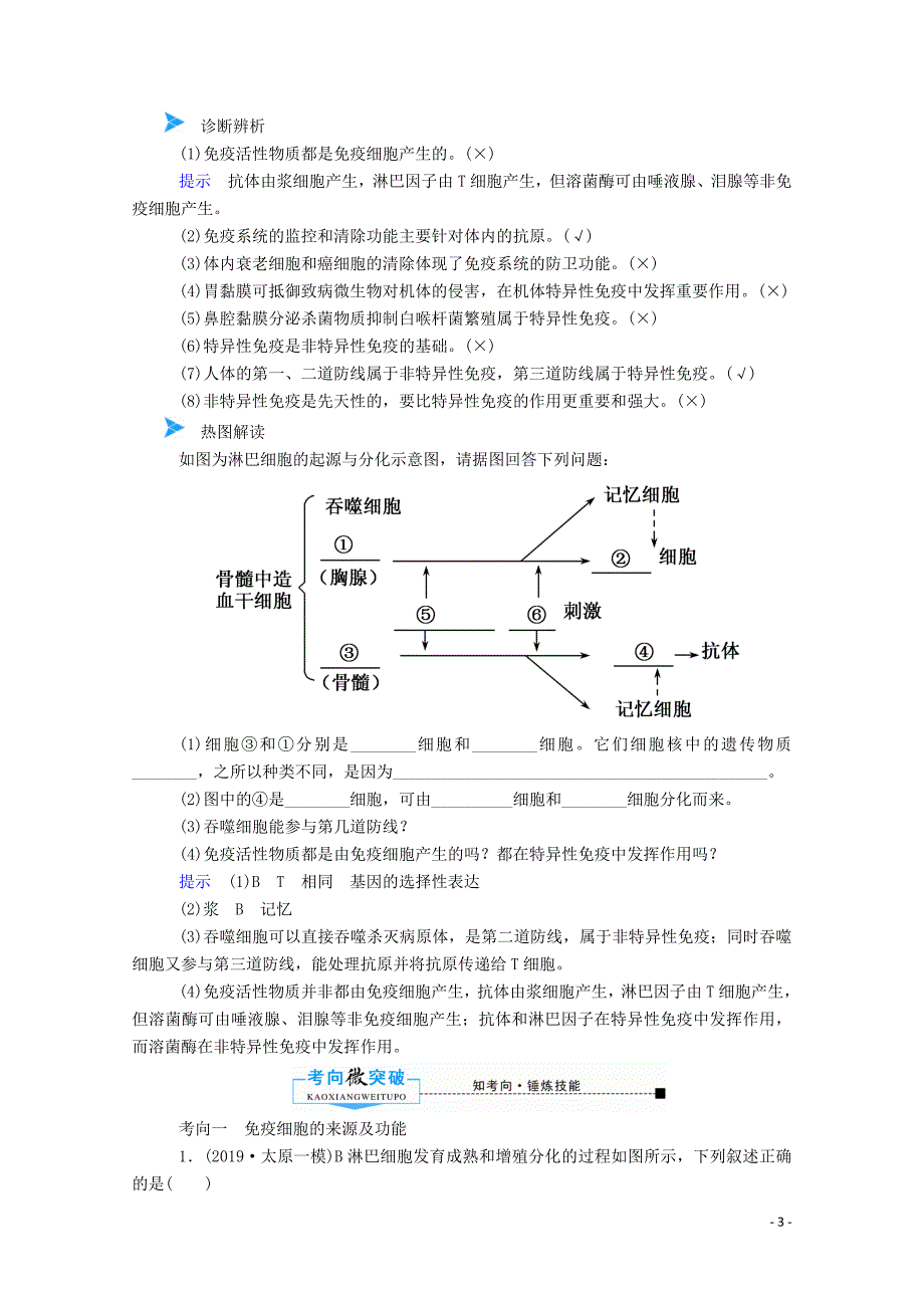 2020版高考生物一轮复习 第八单元 生命活动的调节 第04讲 免疫调节教案 新人教版_第3页