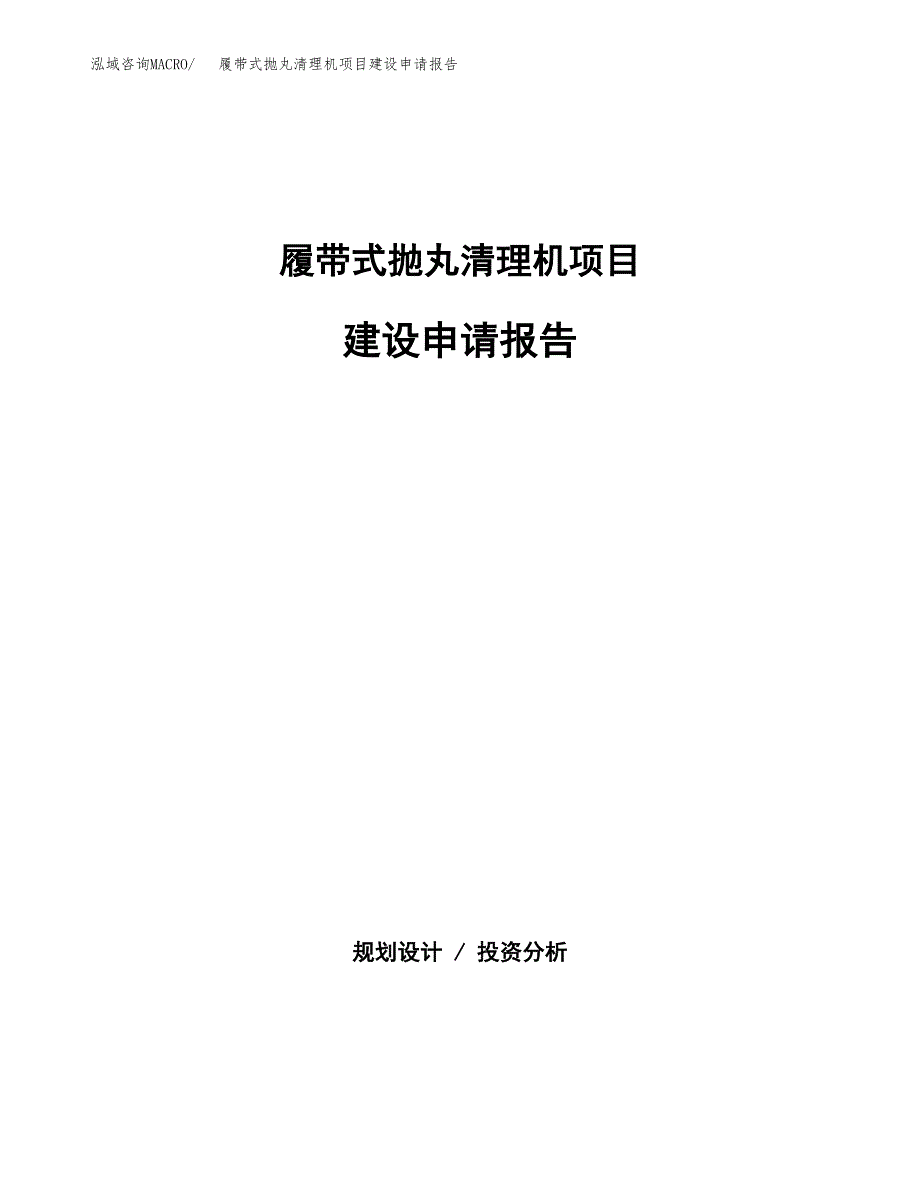 履带式抛丸清理机项目建设申请报告模板.docx_第1页