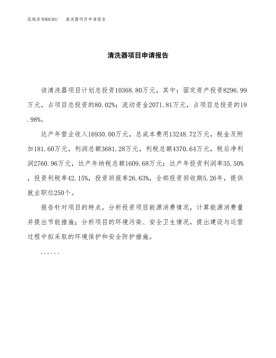 清洗器项目申请报告模板（总投资10000万元）.docx_第2页