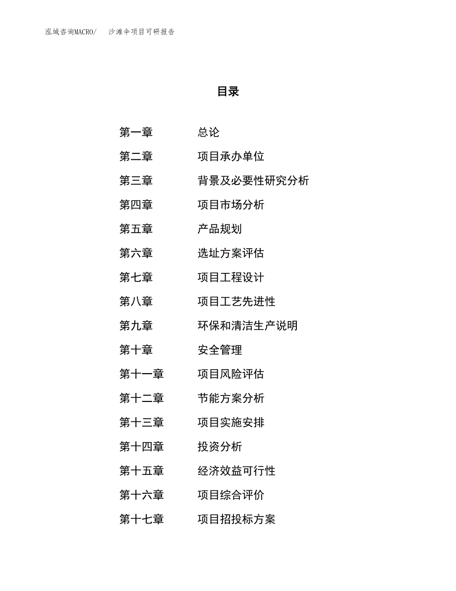 沙滩伞项目可研报告（立项申请）_第1页