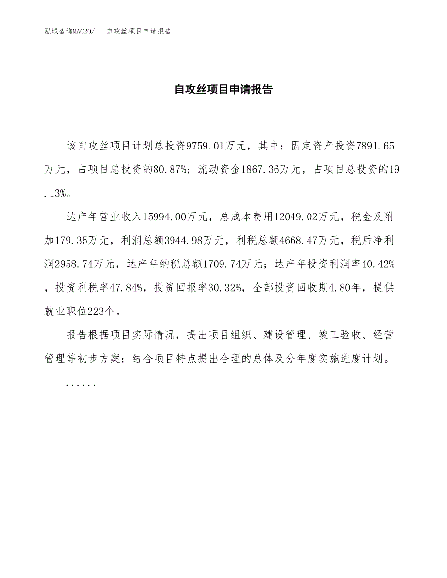 自攻丝项目申请报告模板（总投资10000万元）.docx_第2页