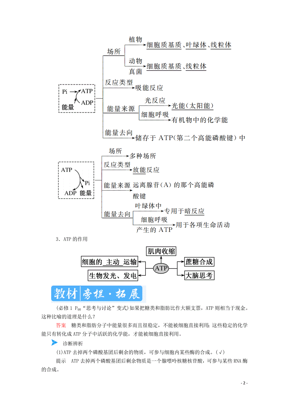 2020版高考生物一轮复习 第三单元 细胞的能量供应和利用 第02讲 atp与细胞呼吸教案 新人教版_第2页