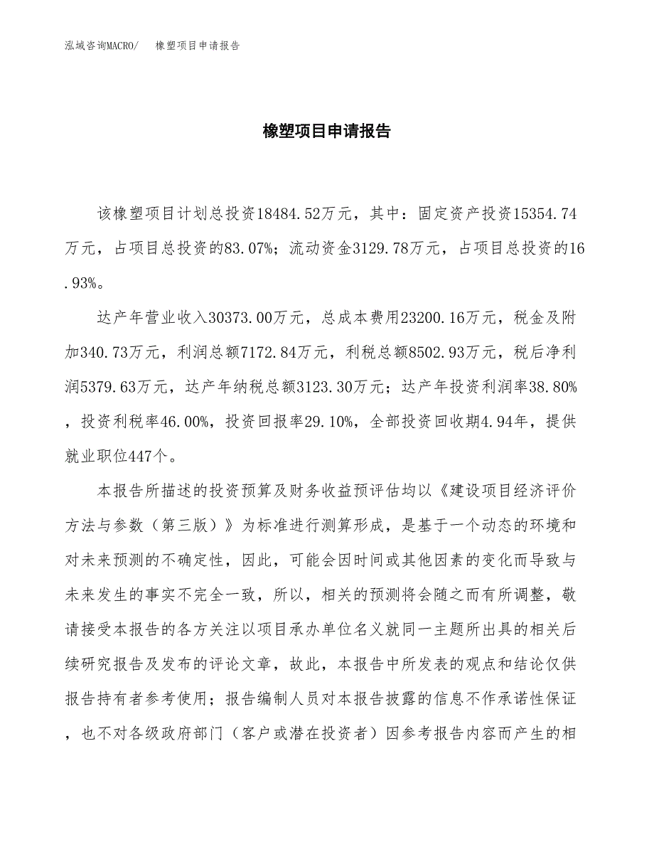 橡塑项目申请报告模板（总投资18000万元）.docx_第2页