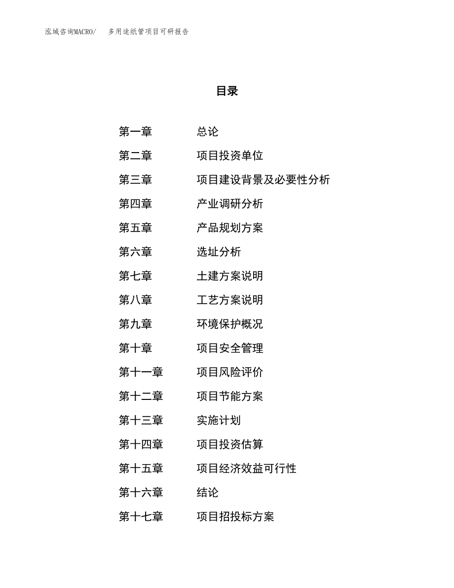 多用途纸管项目可研报告（立项申请）_第1页