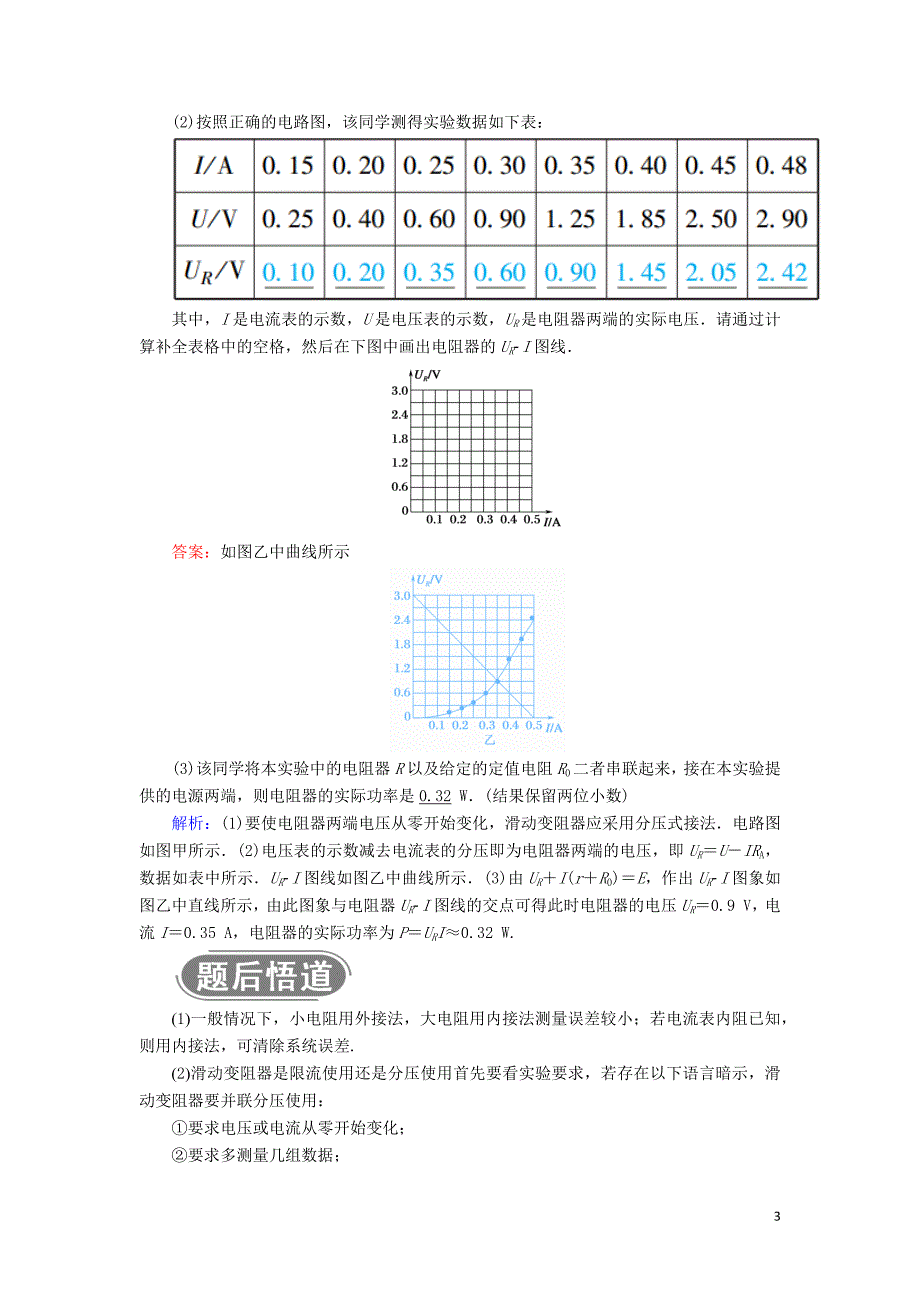 2020版高考物理一轮复习 第八章 实验九 描绘小灯泡的伏安特性曲线教案 新人教版_第3页