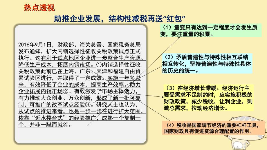 （全国乙）2018年高考政治一轮复习 第三单元 收入与分配 课时2 财政与税收 热点突破 助推企业发展，结构性减税再送&ldquo;红包&rdquo;课件 新人教版必修1_第2页