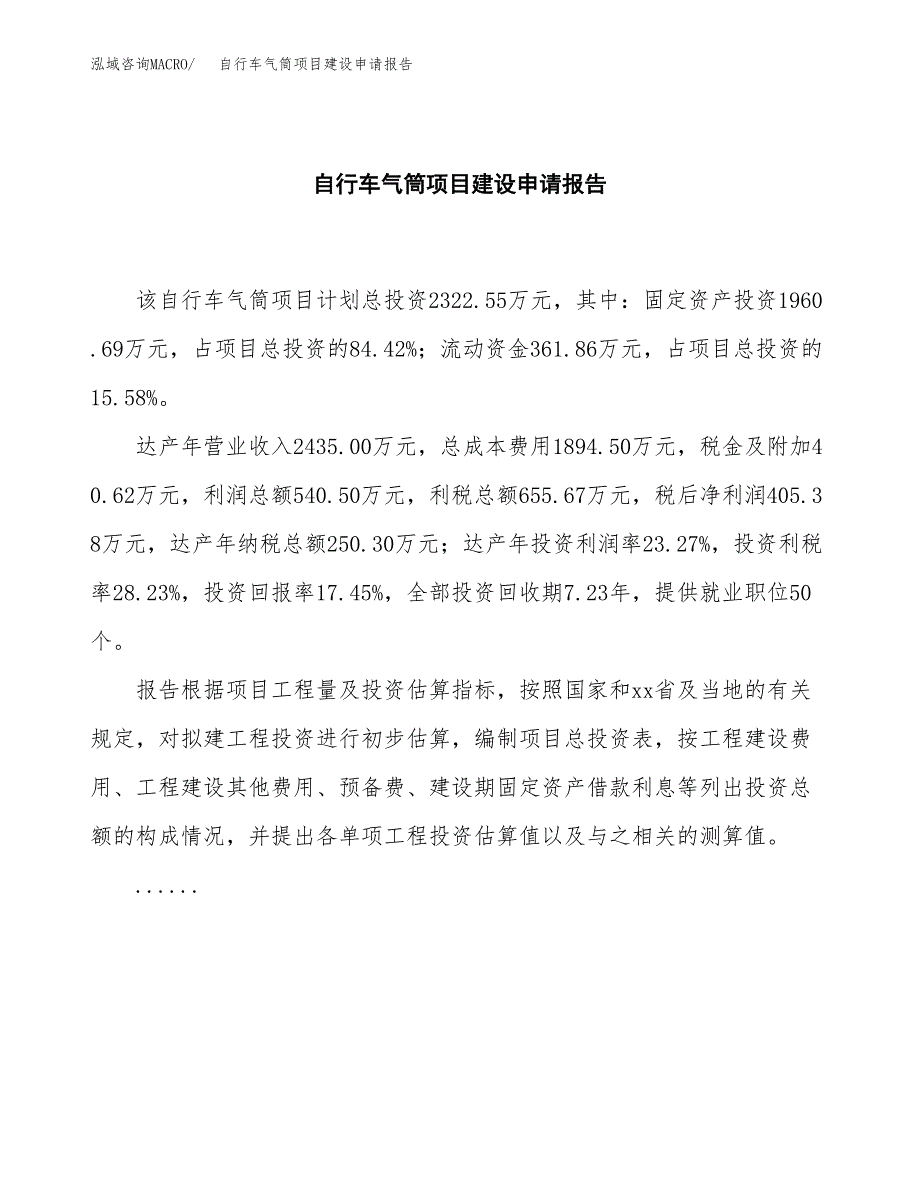 自行车气筒项目建设申请报告模板.docx_第2页