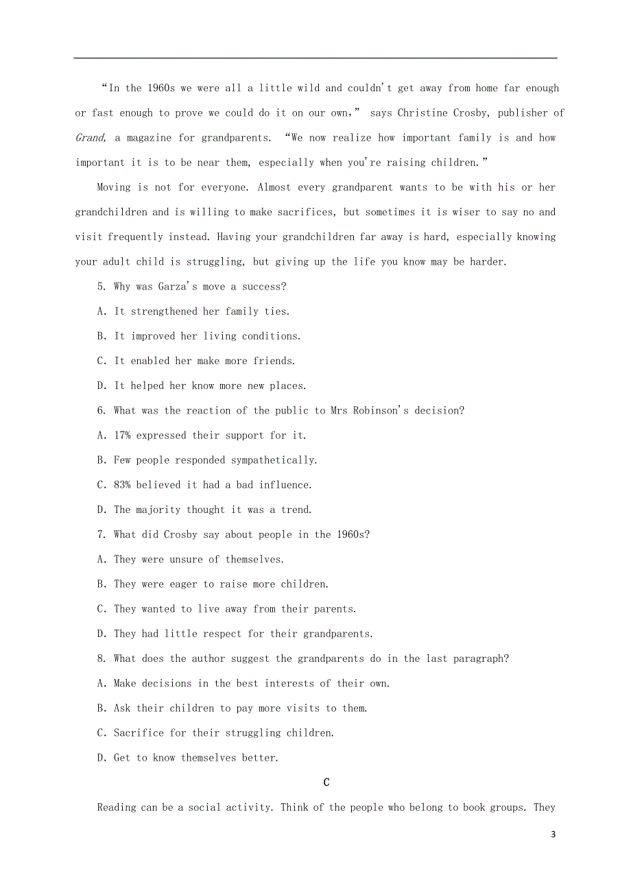 内蒙古正镶白旗察汗淖中学2019届高三英语上学期第一次月考试题（无答案）_第3页