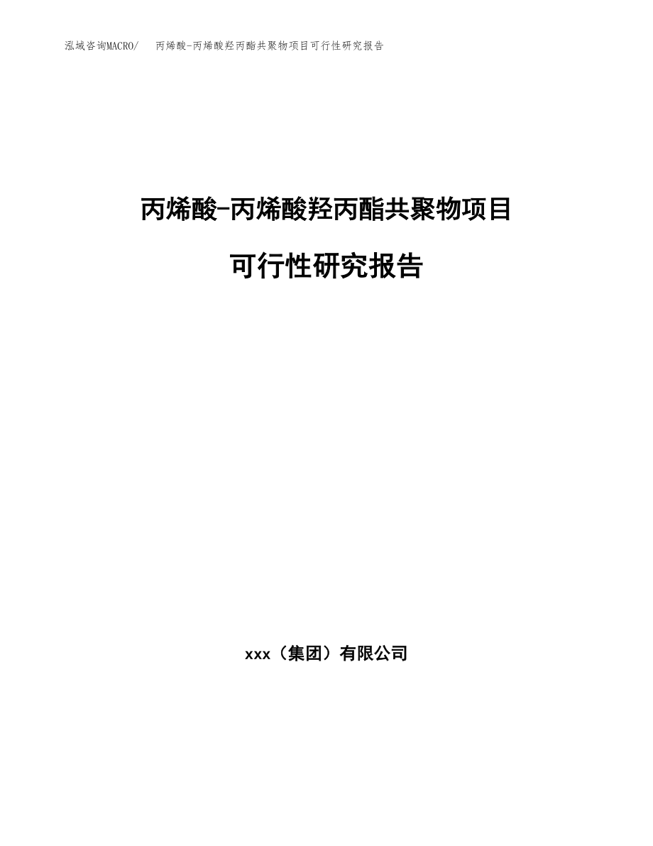 丙烯酸-丙烯酸羟丙酯共聚物项目可行性研究报告(可编辑)_第1页