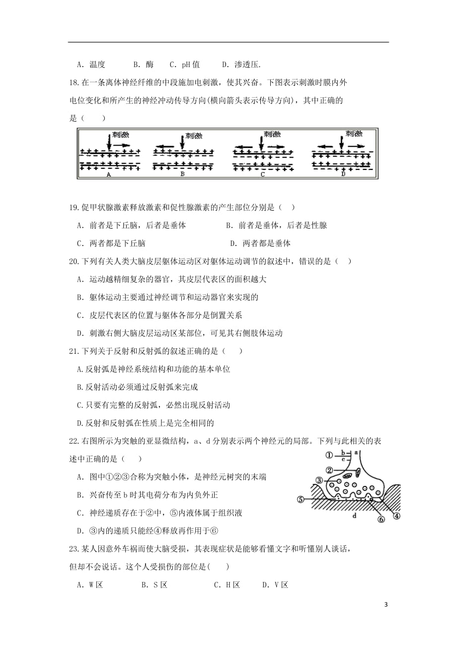 陕西省黄陵中学2018-2019学年高二生物上学期期中试题（普通班）_第3页