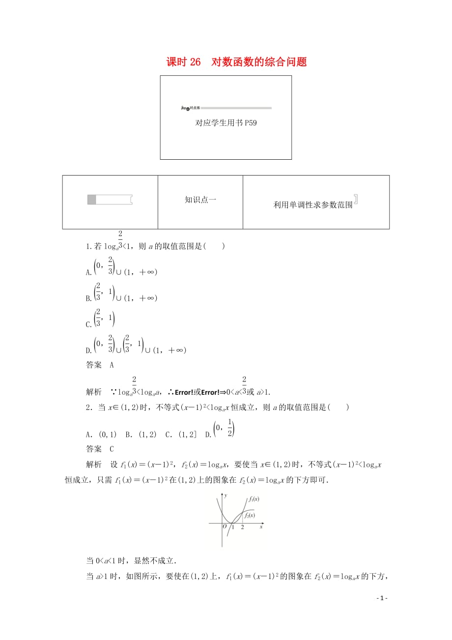 2019-2020学年高中数学 第二章 基本初等函数（ⅰ）2.2.1.6 对数函数的综合问题练习（含解析）新人教a版必修1_第1页