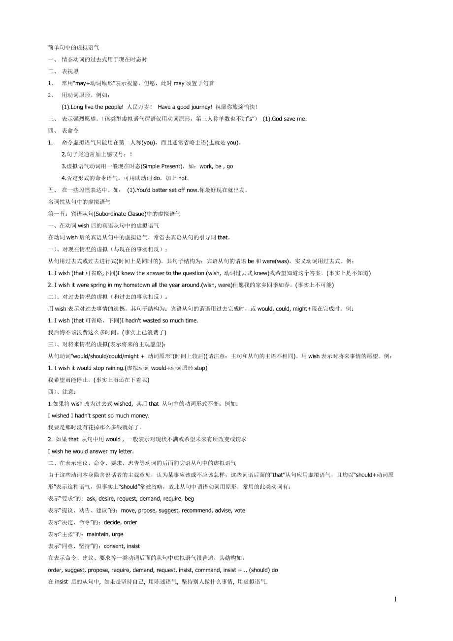 简单句中的虚拟语气_第1页