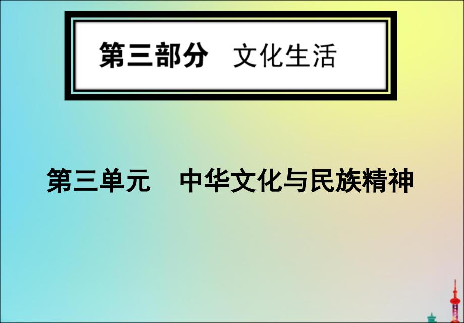 2020版高考政治一轮复习 第三部分 第三单元 第七课 我们的民族精神课件 新人教版_第1页