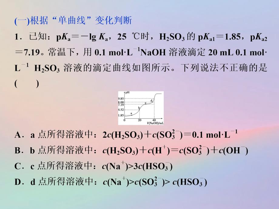 （全国卷）2019高考化学三轮冲刺突破 小专题15 利用曲线变化判断粒子浓度的关系课件_第2页