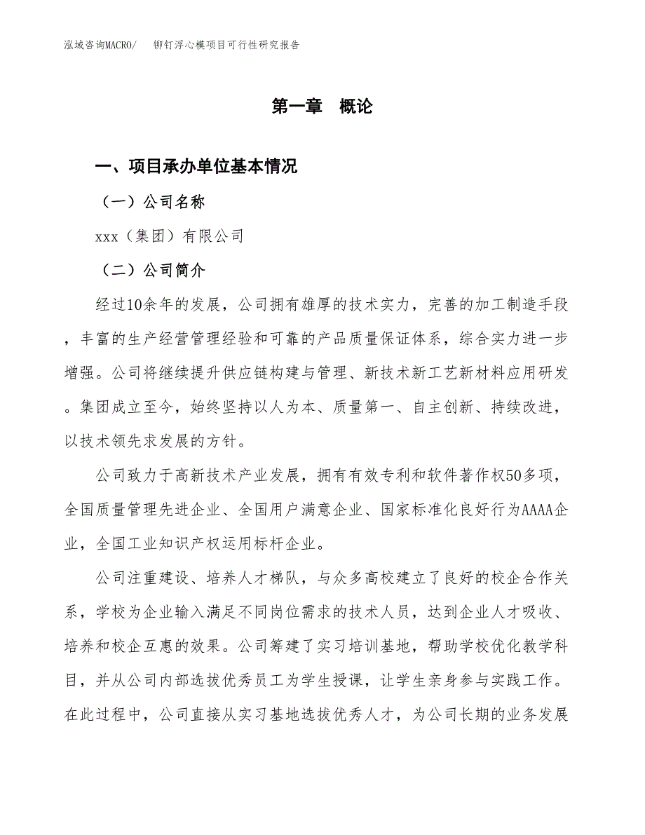 铆钉浮心模项目可行性研究报告(立项申请可编辑).docx_第3页