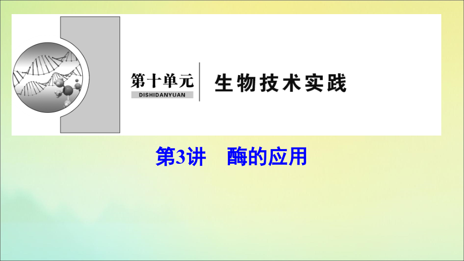 （新课标）2020高考生物一轮总复习 第10单元 第3讲 酶的应用课件_第1页