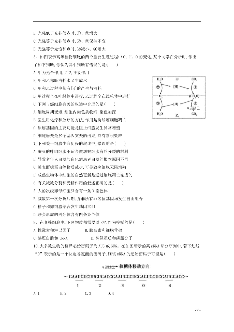 甘肃省合水县一中2019届高三生物上学期第三次月考试题_第2页