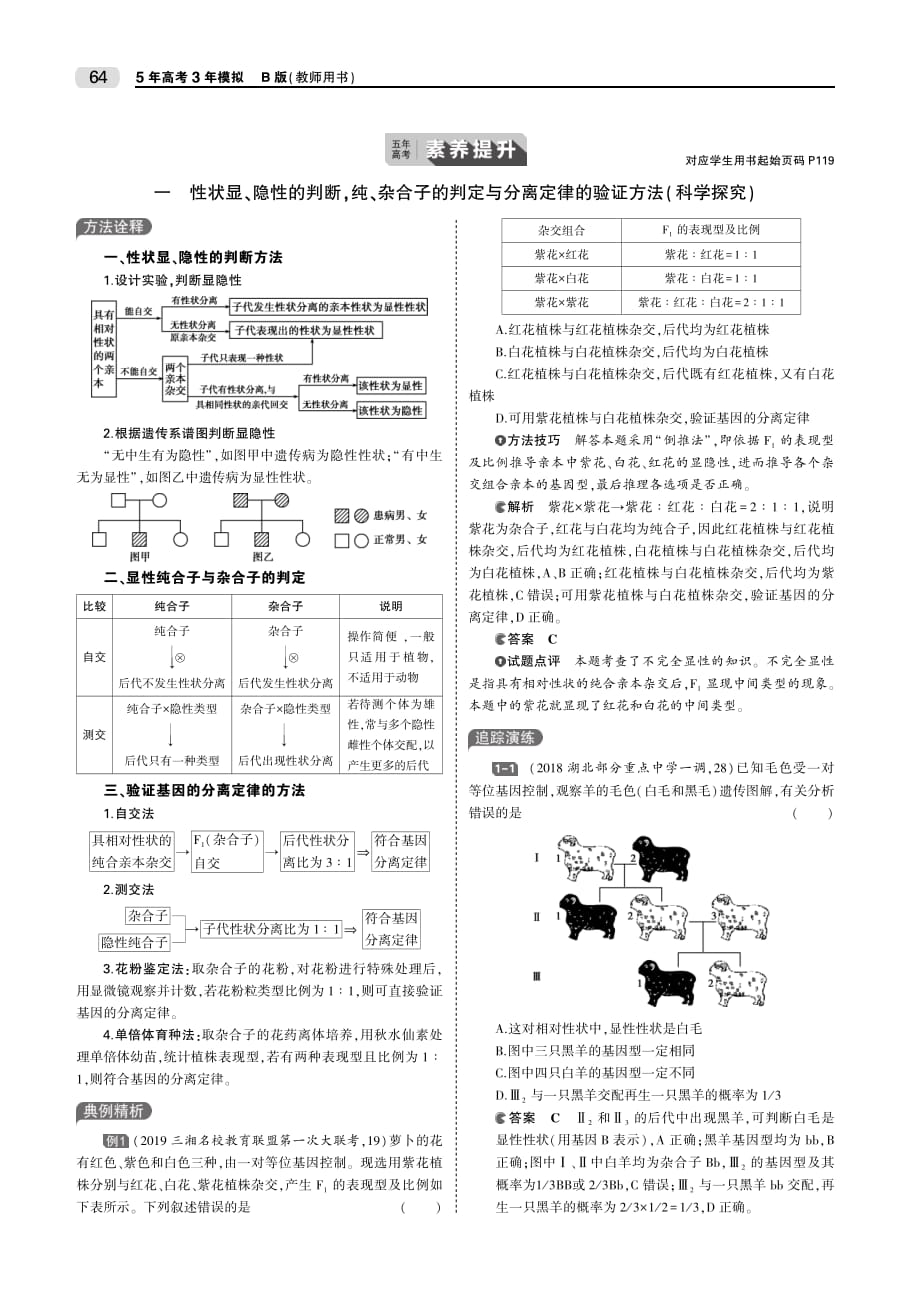 （山东专用）2020版高考生物一轮复习 专题11 基因的分离定律教师用书（pdf，含解析）_第3页