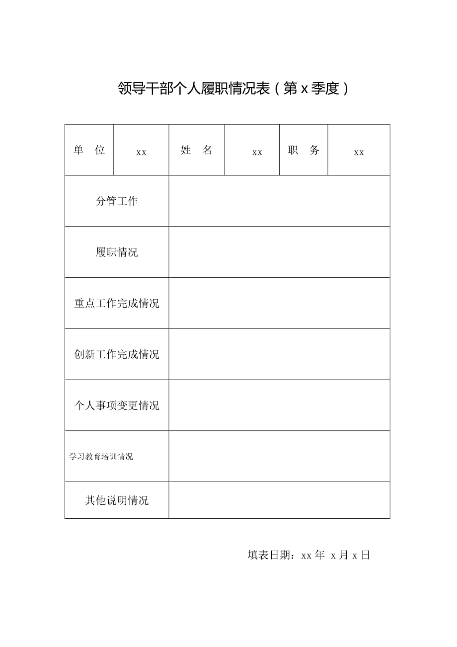 领导干部个人履职表模板_第1页