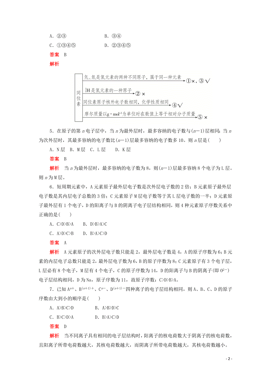 （新课标通用）2020届高考化学一轮复习 考点14 原子结构训练检测（含解析）_第2页