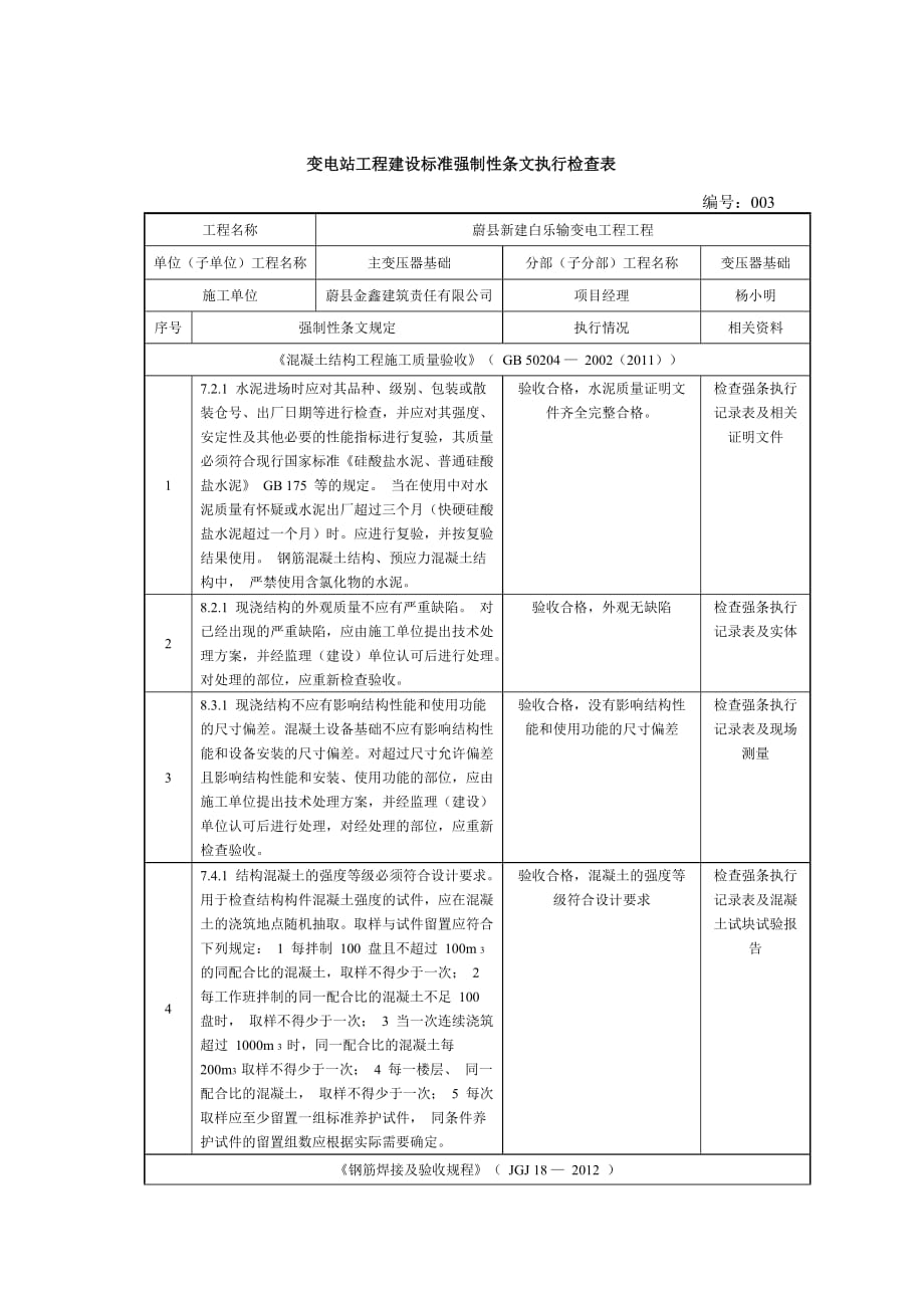 变电站工程建设标准强制性条文执行检查表_第3页