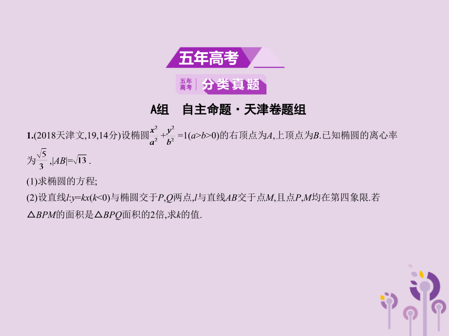 （天津专用）2020届高考数学一轮复习 第十章 圆锥曲线 10.1 椭圆及其性质课件_第1页