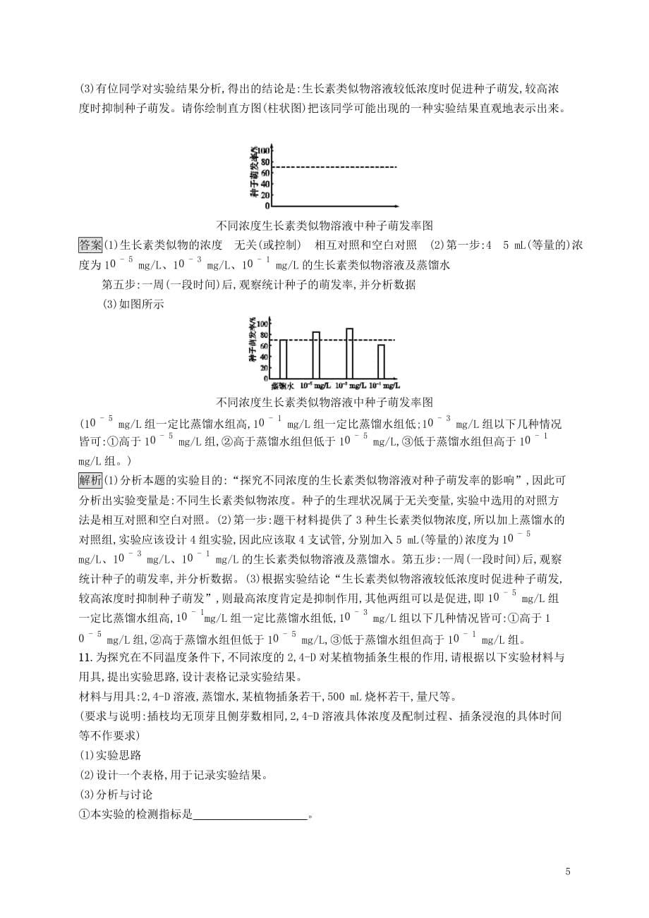 （浙江专用）2020版高考生物大一轮复习 第八部分 动、植物生命活动的调节 课时训练22 植物的激素调节_第5页